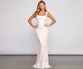 Micaela Formal Sequin Scroll Mermaid Dress